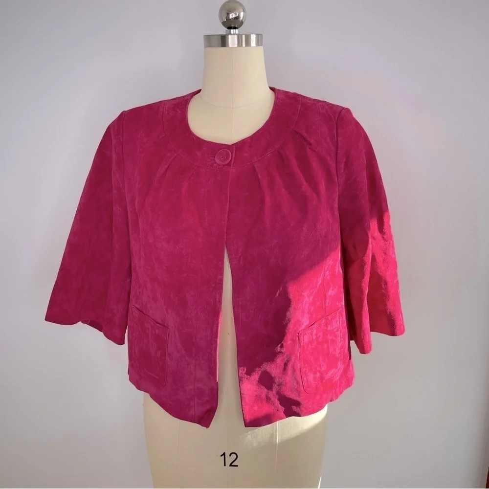 Yvonne le Marie Capelet Short Leather Jacket- Single Button- Pink- Size 12